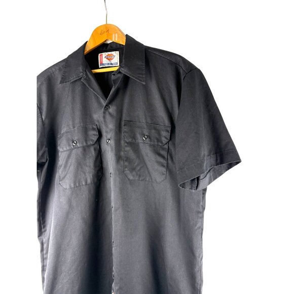 Vintage Classic Dickies Black Short Sleeve Work Button down Shirt, Men's Large - Picture 7 of 8